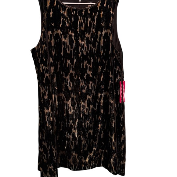 TAHARI BY ASL Size 22W Plus Velvet Dress Sleeveless Metallic Black/Gold $168 NWT - Picture 3 of 7